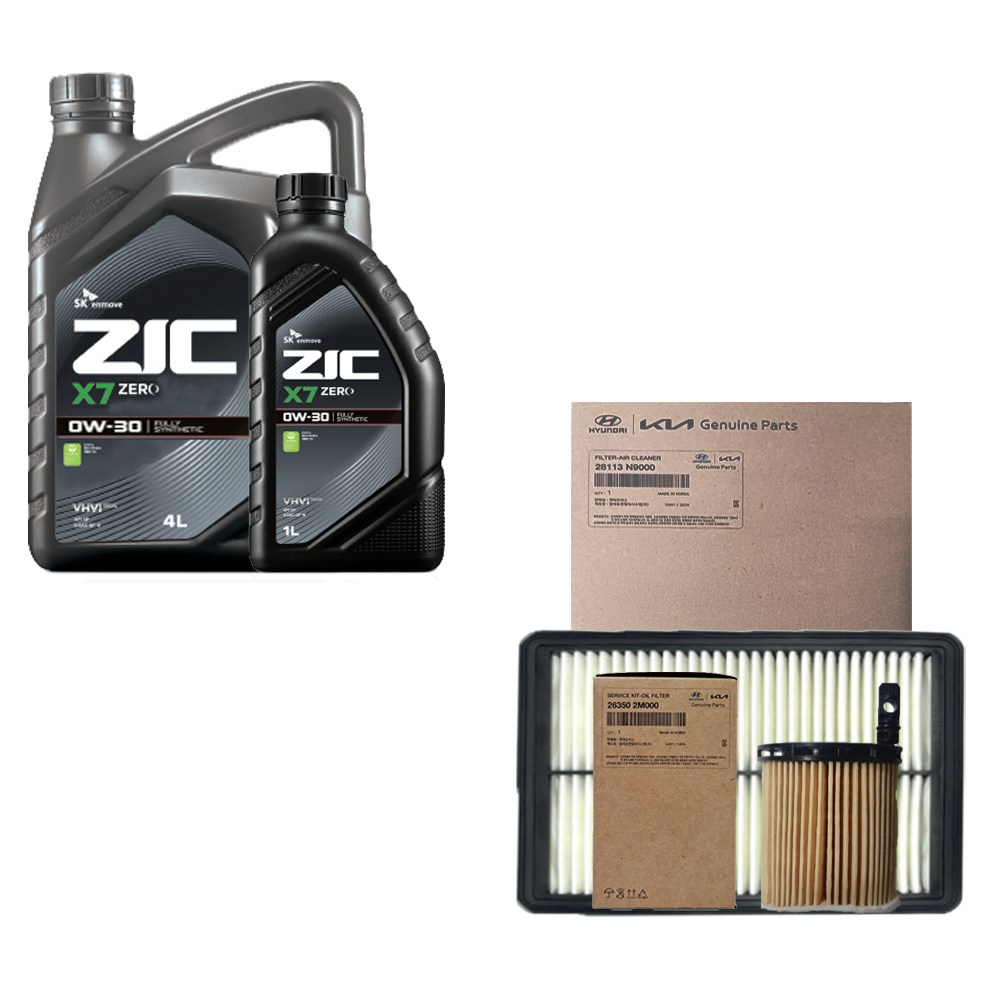 투싼 NX4 1.6 가솔린 터보 지크 X7 제로 0W30 5L 엔진오일 순정 필터 세트 2M000-N9000 51,800원