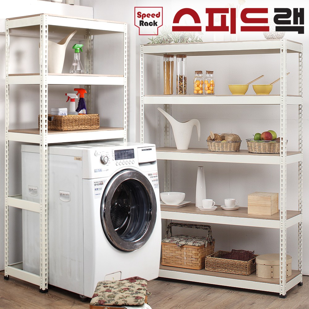 뉴스피드랙 플러스!! 조립식 앵글선반, 화이트앵글+양면코팅합판, 높이1800(3단)cm 112,000원