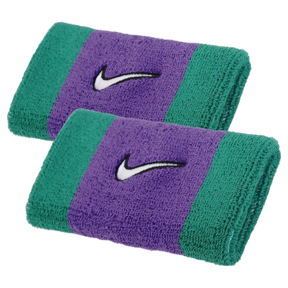 나이키 스우시 클래식 더블와이드 손목밴드 II5119, 그린 + 퍼플, 2개 18,480원