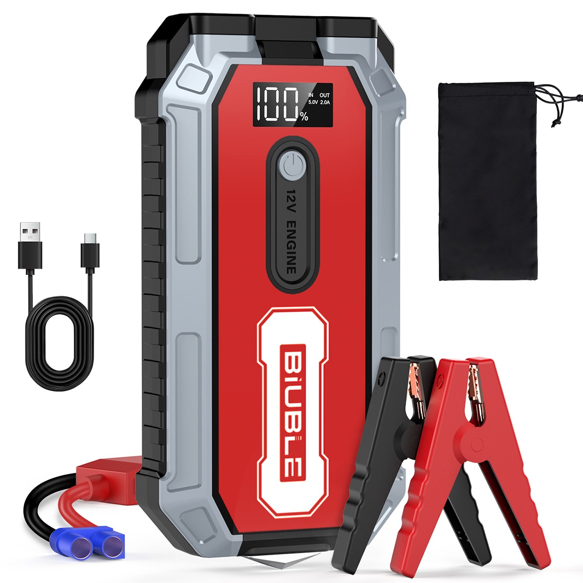 BIUBLE 3000A 자동차 보조배터리 긴급시동 점프스타터 비상 안전망치 기능 12V 45,590원