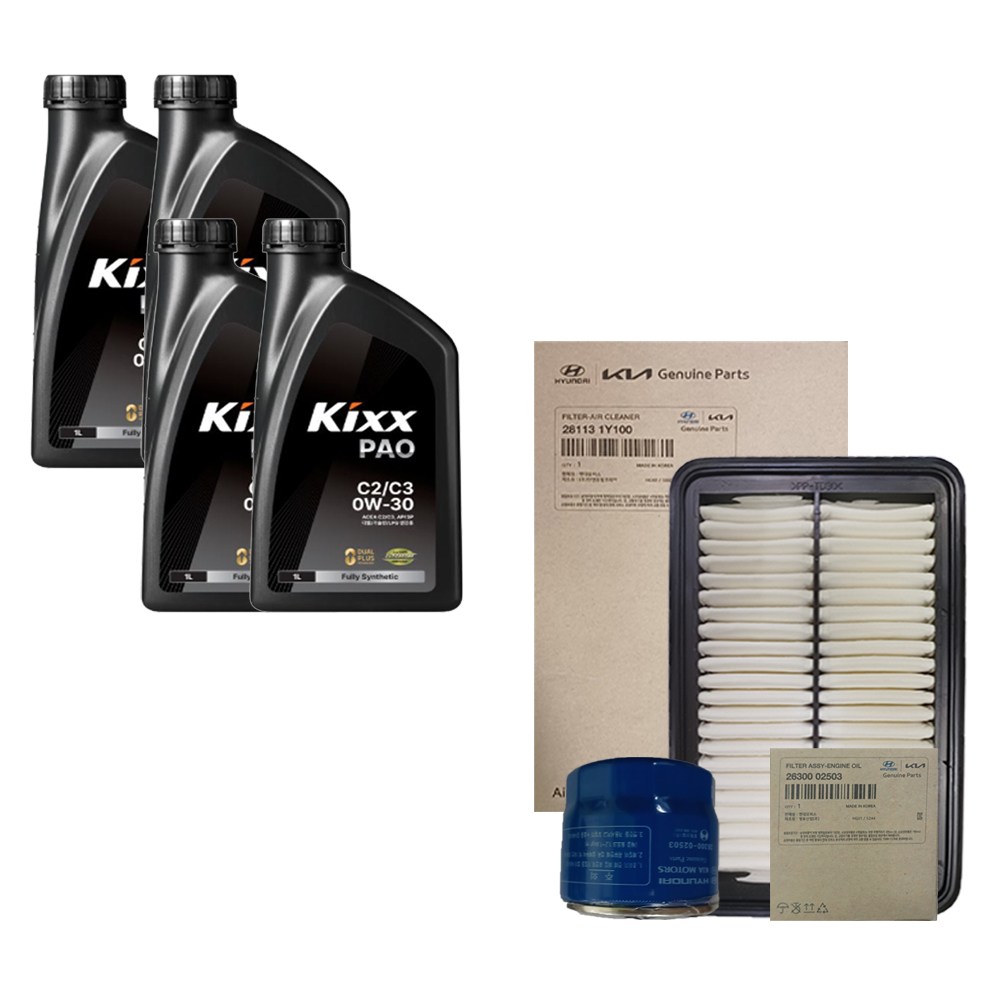 레이 TAM 1.0 가솔린 터보 킥스 PAO 0W30 4L 엔진오일 순정 필터 세트 02503-1Y100 77,250원