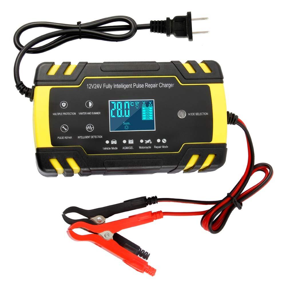 자동 스마트 배터리 충전기 자동차 12V/24V | LCD 디스플레이가 있는 펄스 수리 자동차, 트럭, 오토바이, 보트, SUV, ATV 용 지능형 모드 과전압 보호 온도 모니 61,600원