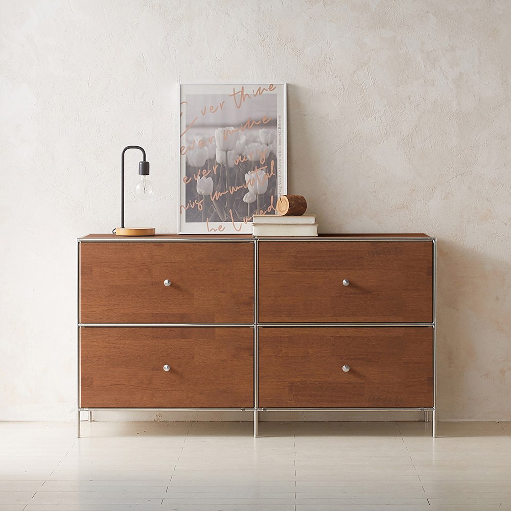 이노센트 스틸라 원목 미드센츄리 1400 높은 모듈 거실장 서랍형 i104497, 월넛 519,000원