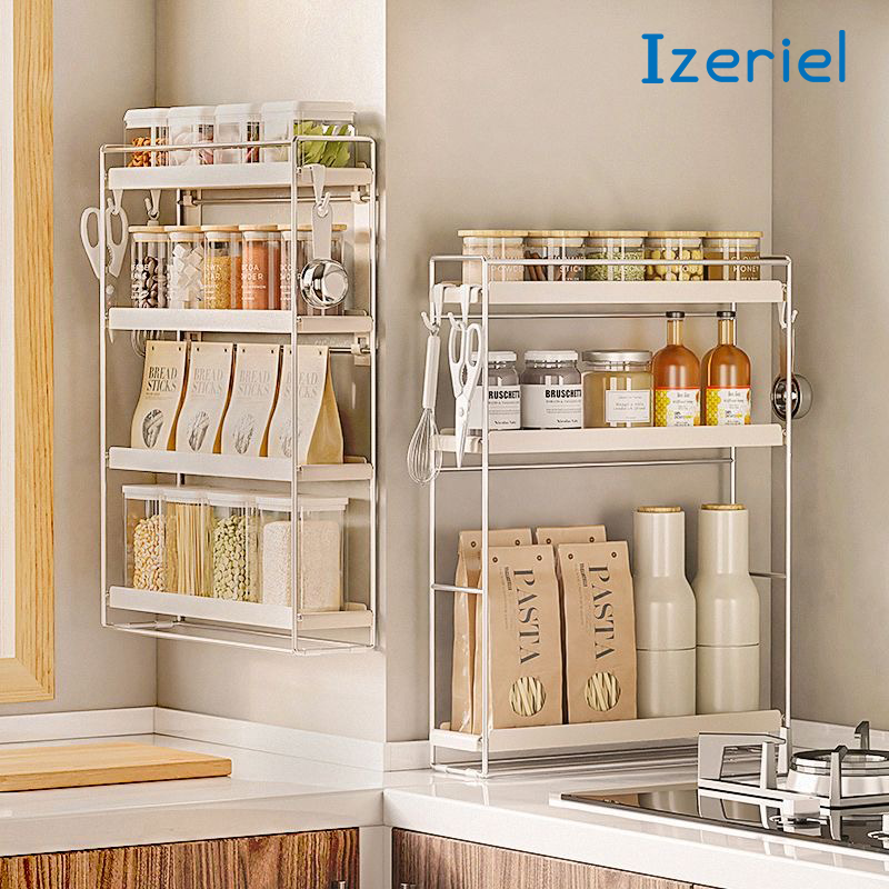 Izeriel 무타공 주방 부착형 선반 수납 냉장고 자석선반 자석형 틈새 사이드수납 서랍장 다용도 정리대 세탁기 현관문 양념병 수납 후크 무료 증정 40,800원