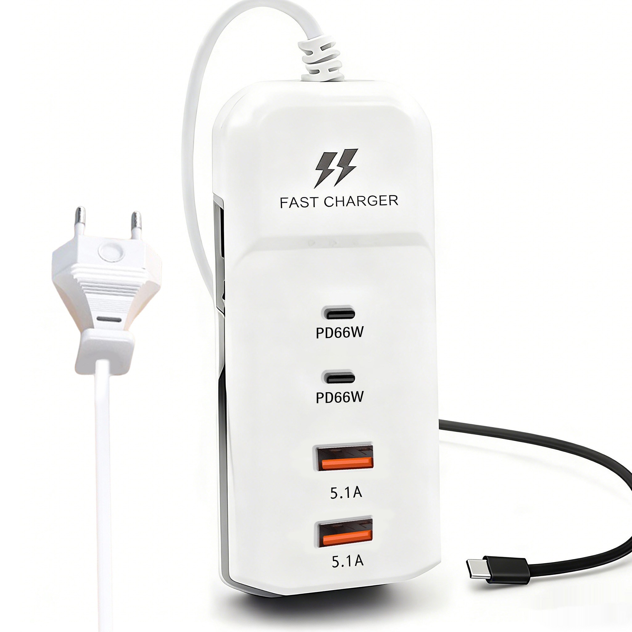 Hqzoomee 70W 4포트 접지 멀티 충전기 충전 허브, 1개, 흰색 19,800원