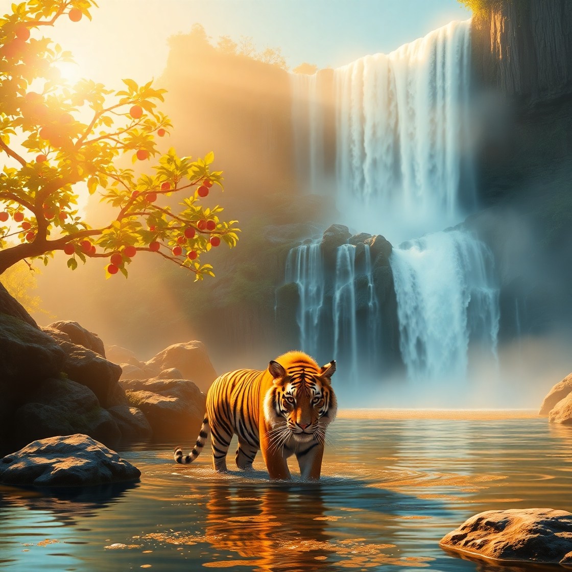 돈들어오는 폭포 호랑이 그림 자석 액자, 옵션01 5,000원