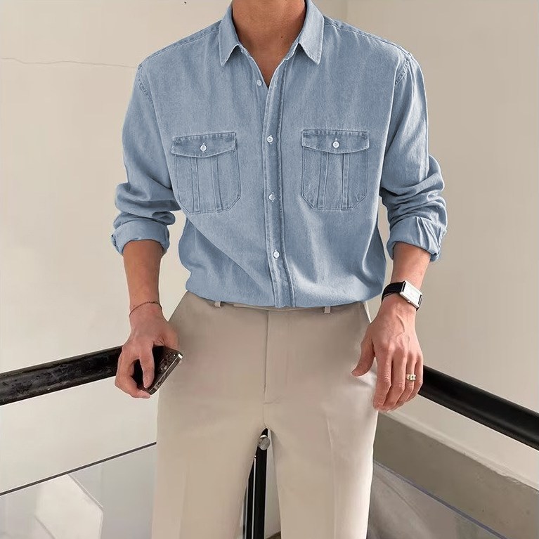 킹앤조이 테르미 레트로 워시드 투포켓 데님 셔츠 56,800원