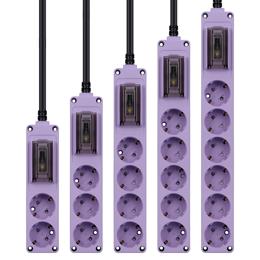 현대일렉트릭 고용량 3구 누전차단 16A 4000W트 오브제 멀티탭 건조기 세탁기 에어컨 사용 가능, 1개, 퍼플, 1.5m 36,000원