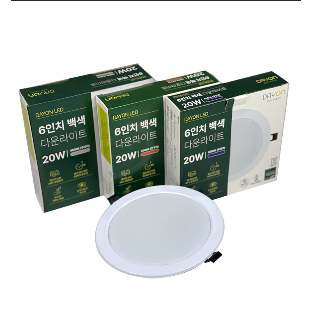 데이온 LED 다운라이트 6인치 20W 매립등 흰색바디, 10개, 흰색바디 44,000원