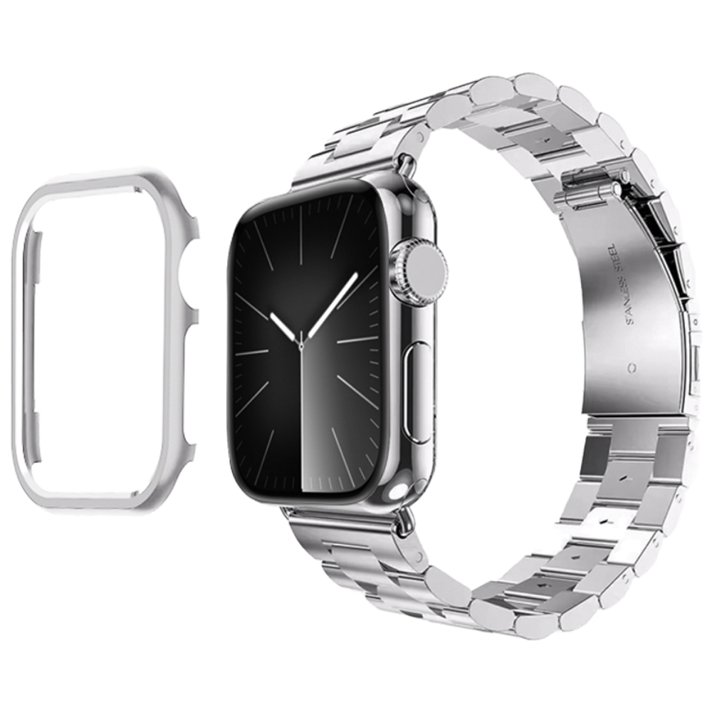 아이메이드잇 애플워치 호환 프리미엄 메탈 스트랩 밴드 + 케이스 세트, 실버, 1개 19,950원