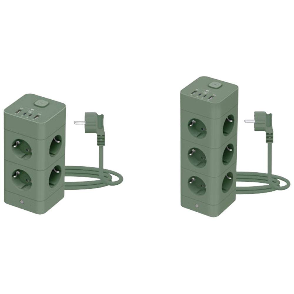 [올더아이템스] 에코너 타워 멀티탭 12구 + 16구, 프로스트그린12구+16구, 2개, 1.8m 118,000원