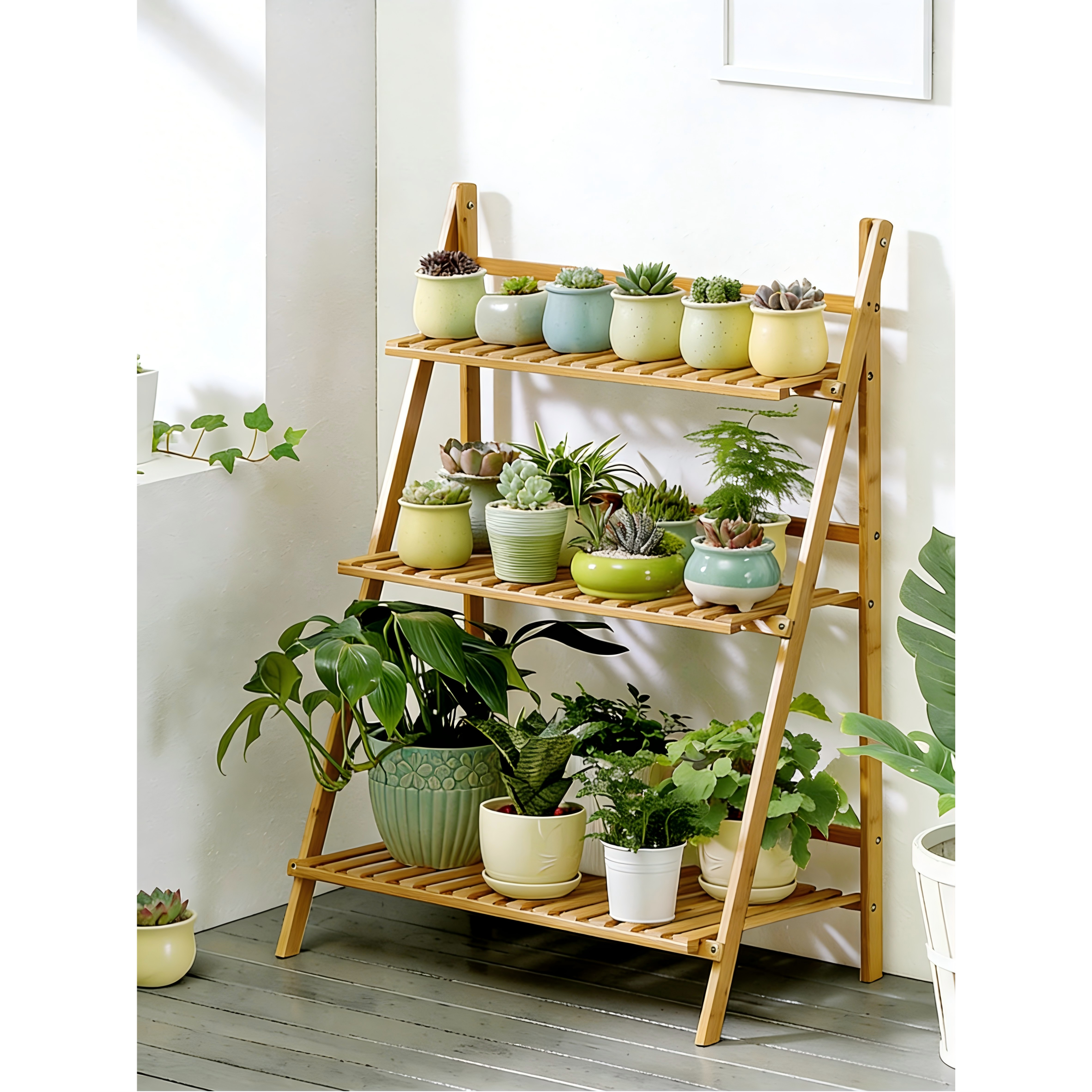 쿠리브 원목색 화분받침대 화분 정리대 다용도 수납선반 29,800원