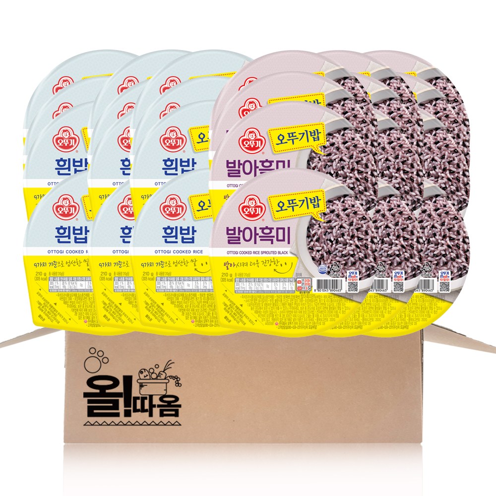 오뚜기 맛있는 즉석밥 2종 기획세트 2호(흰밥 210g 12+발아흑미 210g 12) 31,980원