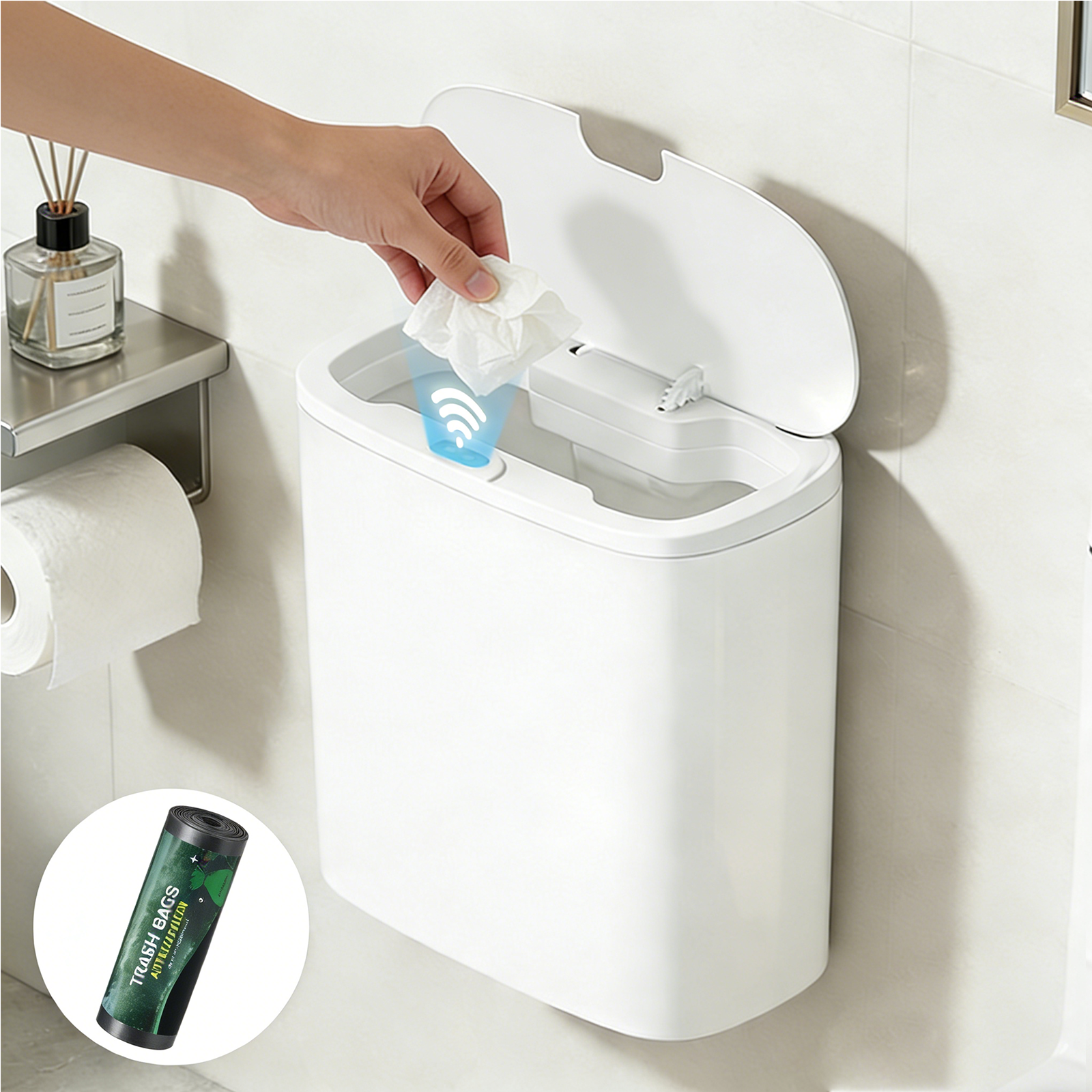 CozyLab 화장실 자동 센서 휴지통 무타공 스마트 쓰레기통 14L  주방 냄새차단 16,110원