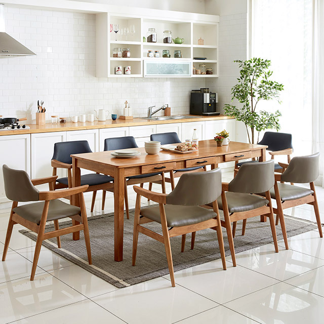 디자이너스룸 이스테지아 원목 8인 식탁 세트 B 887,000원