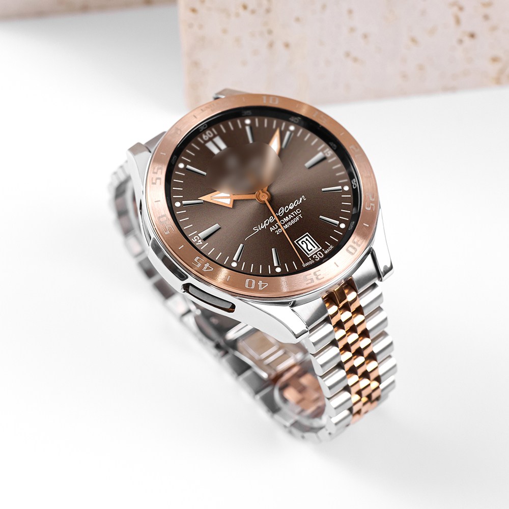 타임스토리 갤럭시워치6 호환 쥬빌레 날개형 메탈 스트랩 베젤링 케이스 세트, (6번) 로즈골드 콤비 세트 47,800원