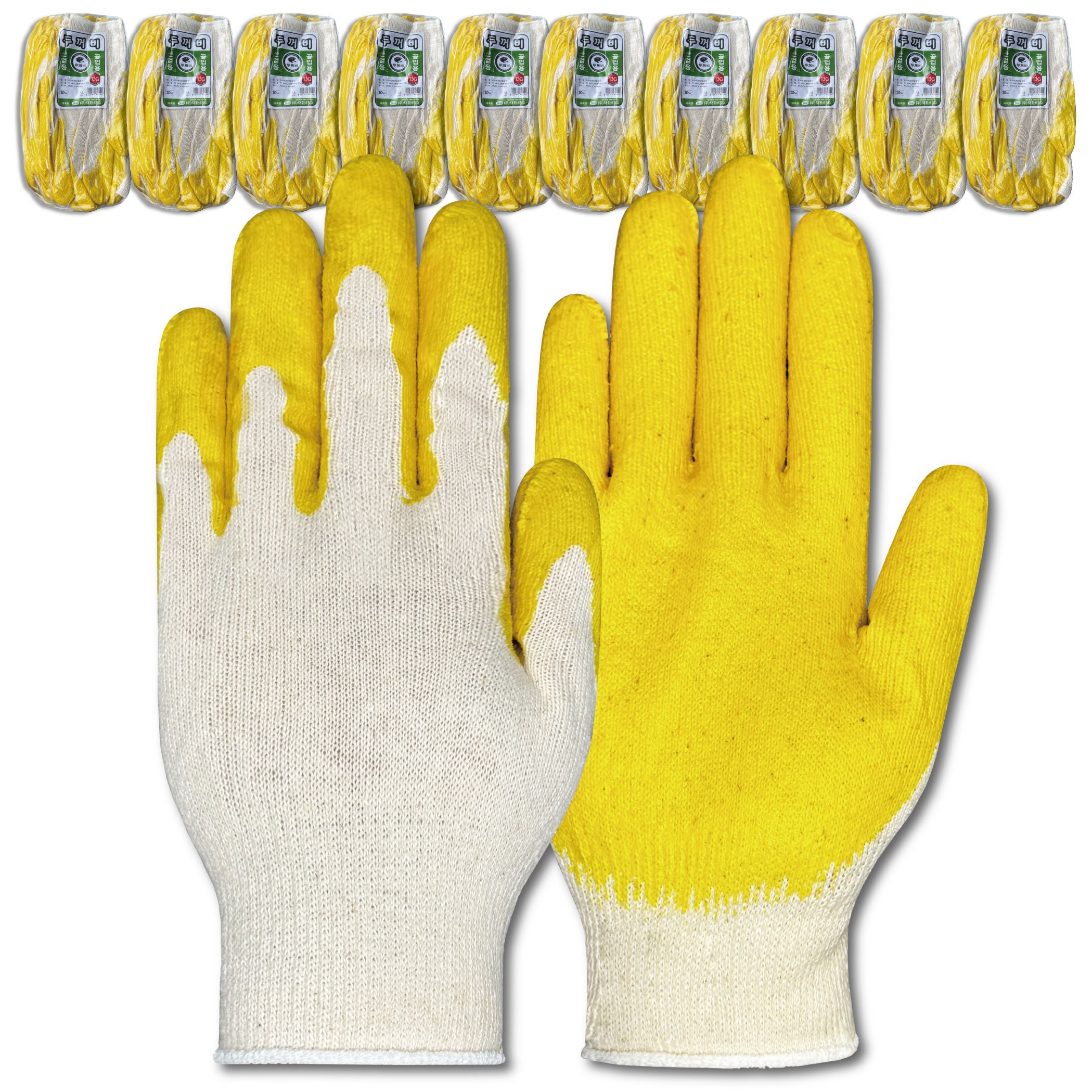 두꺼비 13G 노란코팅 장갑 손바닥코팅 작업용 목장갑 노가다, 벌크포장, 100개 30,500원