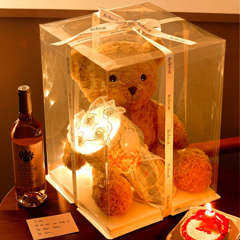 리비트 허그베어 플라워 조화 곰인형 기념일 선물, 1개, 브라운 베어 69,900원