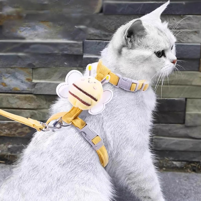 40000KM 고양이하네스 H형 꿀벌 고양이전용하네스 이탈방지 세트, 노란색, 1세트 8,600원