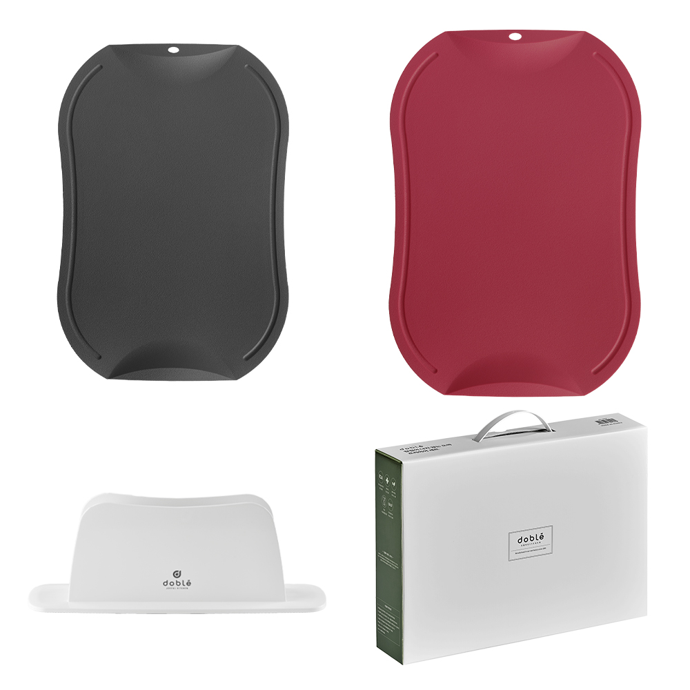 도블레 칼집나지 않는 도마 중 차콜 + 대 핫핑크 + 거치대 세트 50,120원