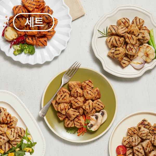 바르닭 직화그릴 닭가슴살 큐브 4종 세트, 8개, 100g 22,200원