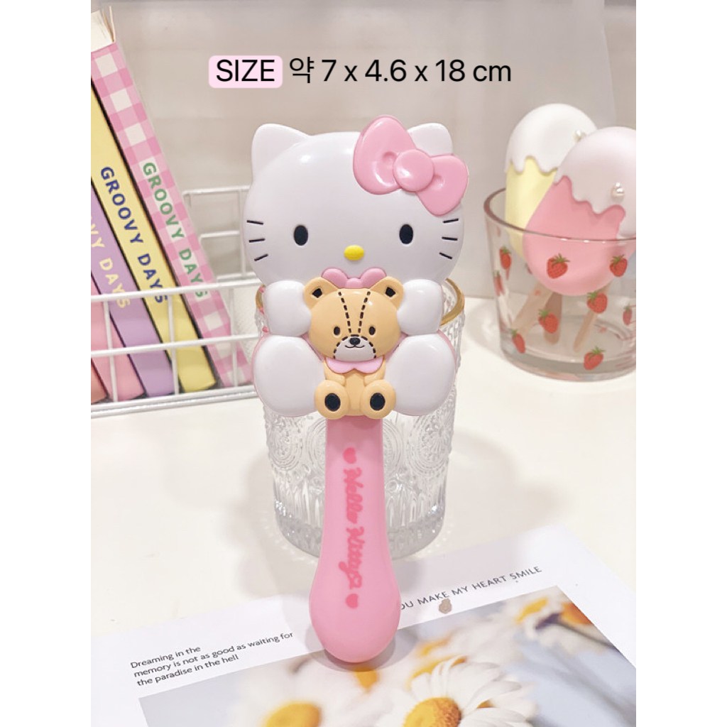 SA 산리오 입체형 헤어브러쉬 휴대용, 1개, 헬로키티 핑크 9,900원