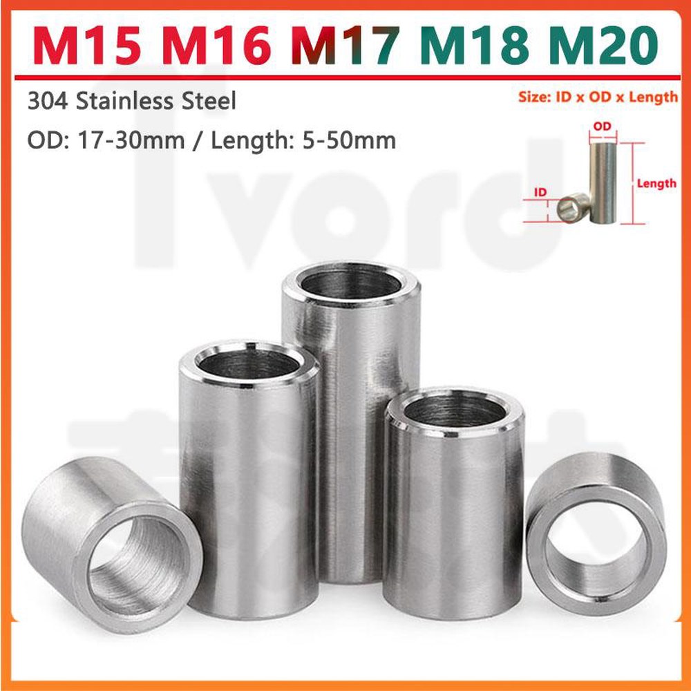 17 스테인레스 OD 원형 스페이서 304 슬리브 와셔 M20 가스켓 없는 30mm 나사산이 M18 M17 스틸 M15 스탠드오프 M16 부싱 12,200원