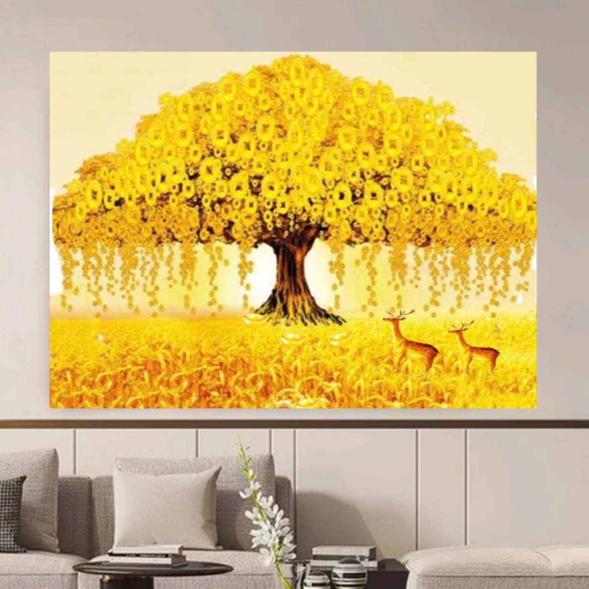 엠제이에스 명화그리기 50x40cm (캔버스형) DIY 유화 세트, KK18 - 황금나무와 노루, 1개 15,450원