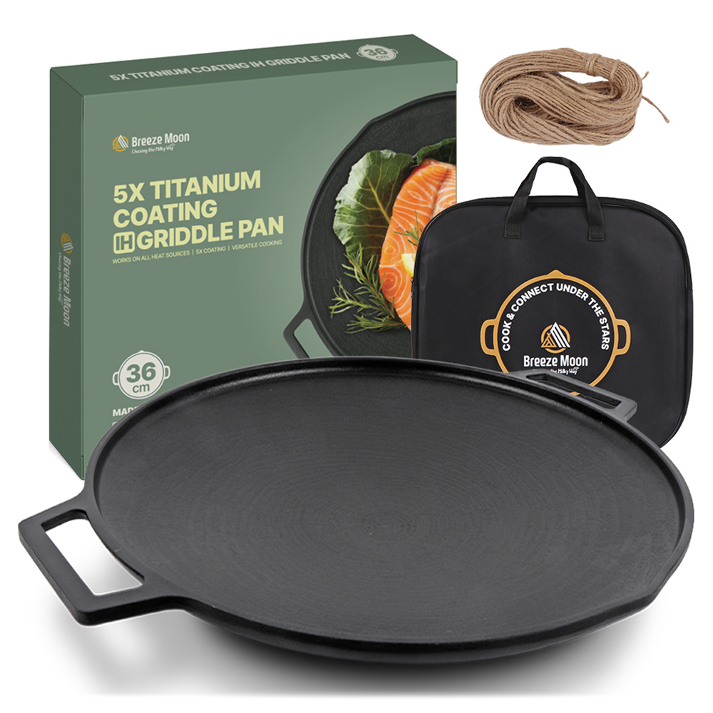 브리즈문 티타늄 5중코팅 인덕션 겸용 통주물 캠핑 그리들 팬 36cm + 전용가방 세트 32,300원