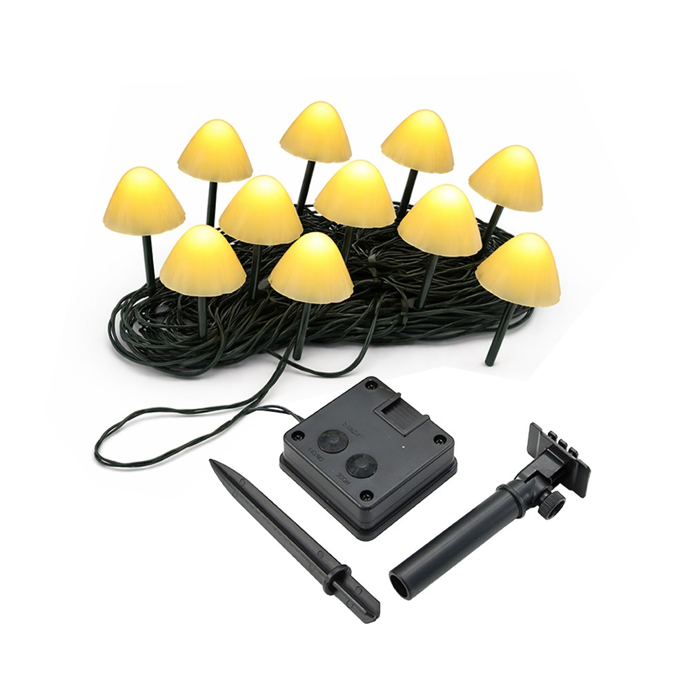 LED 태양광 정원등 태양열 정원 옥상 마당 잔디등 화단 꾸미기 버섯등 5M, 옐로우라이트 머쉬룸 12,900원