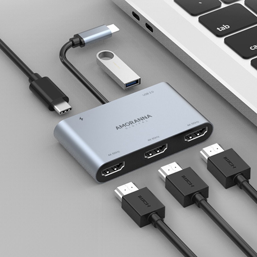 아모란나 5in1 C타입 트리플 듀얼 모니터 HDMI 멀티 USB 허브 분배기 4K 60hz 3대출력 MST, 1개 59,000원
