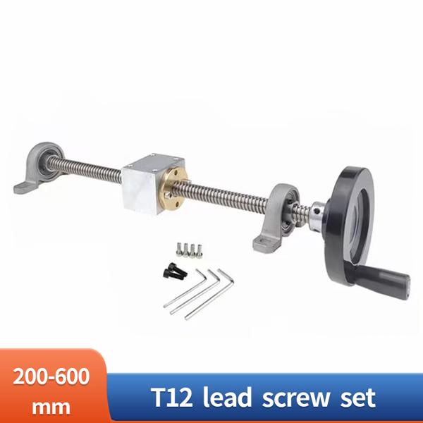 T12 리드 스크류 12mm 핸드 휠 리드 가이드 레일 나사 250 300 400 500mm  수직 브래킷 DIY 단순 슬라이드 27,500원