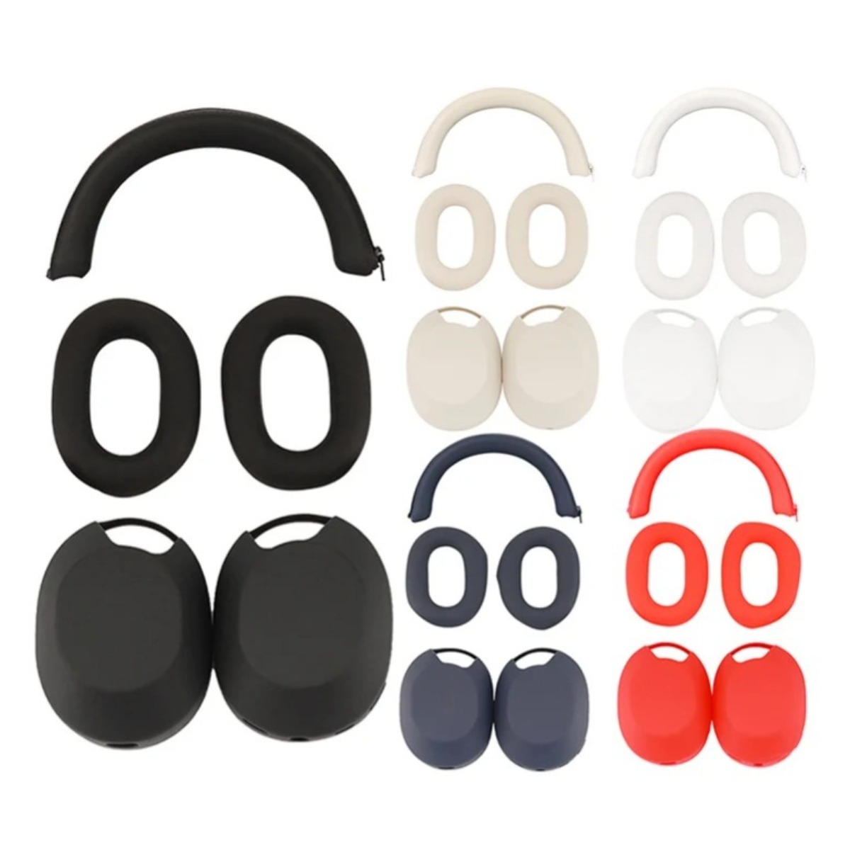 소니 WH-1000XM5 호환 헤드폰 케이스 실리콘 커버 5종set 헤드 패드, 레드 5종 set, 1개 18,900원