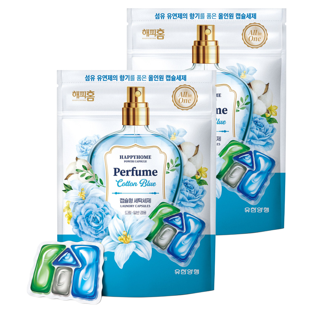 해피홈 파워캡슐 올인원 코튼블루 세탁세제, 28개입, 2개 20,920원