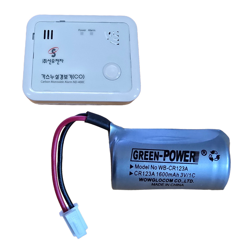 338번 신우전자 ND-400C 가스누설경보기용 배터리 3V1600mAh / CO 일산화탄소 감지기 건전지/그린파워 순정품 3,300원