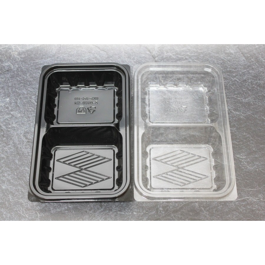 2칸용기 반찬용기 KS-0310-2(투명,검정)-600개(SET) 202,230원