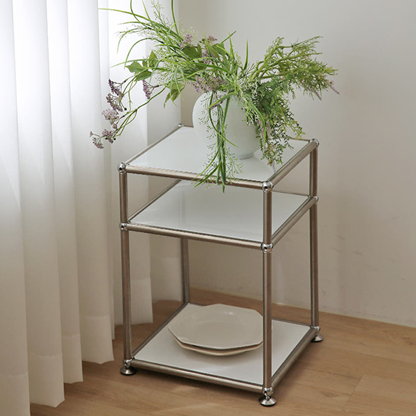 에프룸 미드센츄리 모듈협탁 모듈선반 사이드테이블 수납장_선반형, 화이트, 3단 125,000원