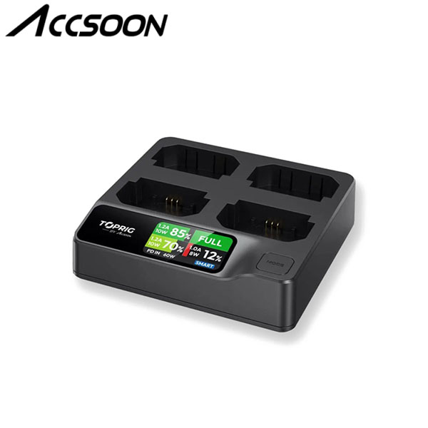 Accsoon 액순 소니 NP-FZ100 배터리용 고속 충전기 TopRig 4-Bay NP-FZ100 Fast Charger 100W 68,800원