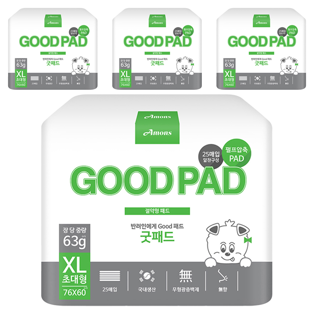 아몬스 국산 반려견 굿패드 무향, 25개입, 4개 37,500원