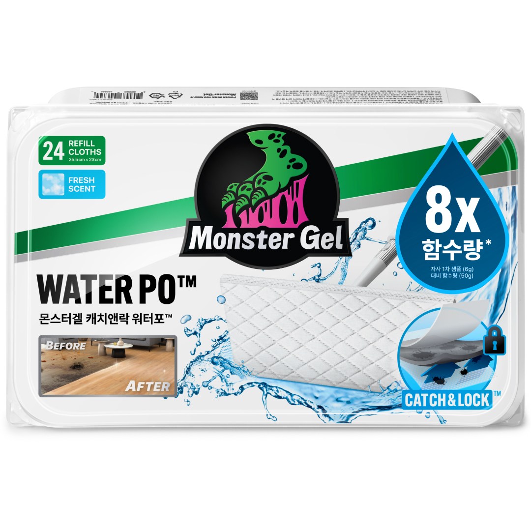 몬스터 초강력 마르지 않는 물걸레 청소포 캐치앤락 도톰한 워터포 리필 24매입 12,990원