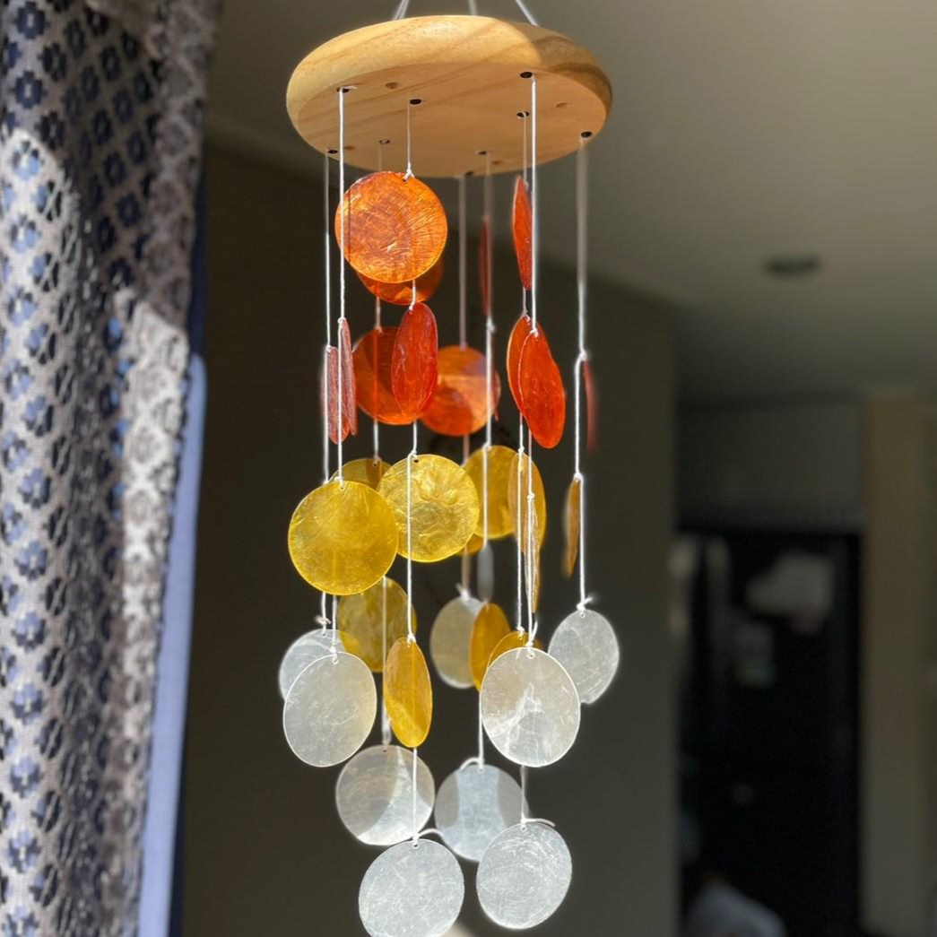 오로벨 캐피즈차임 조개차임 인테리어모빌 윈드차임 인테리어 어린이집 여름 모빌 인테리어 소품 장식 소품 집들이선물, 오렌지옐로우 25,000원