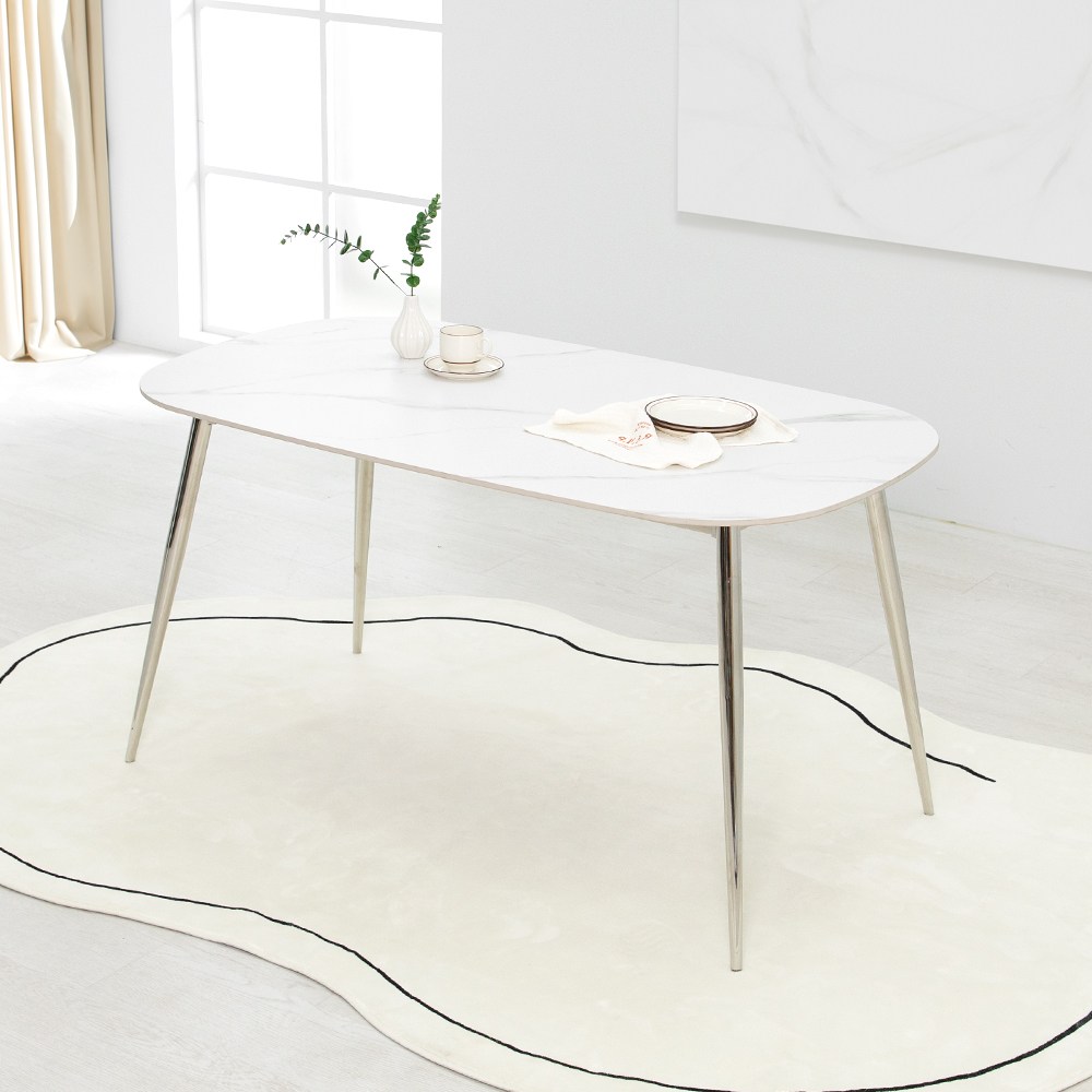 헤이즈 세라믹 1400X800 타원형 12T 포세린 통 테이블, 화이트 119,000원