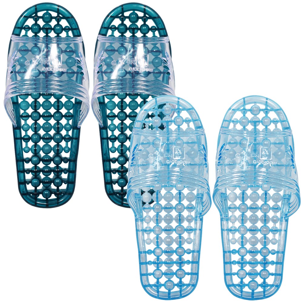 물바로 욕실화 욕실슬리퍼 물빠짐 트임 지압 화장실슬리퍼 2켤레, 1개, 진녹색+하늘 12,800원