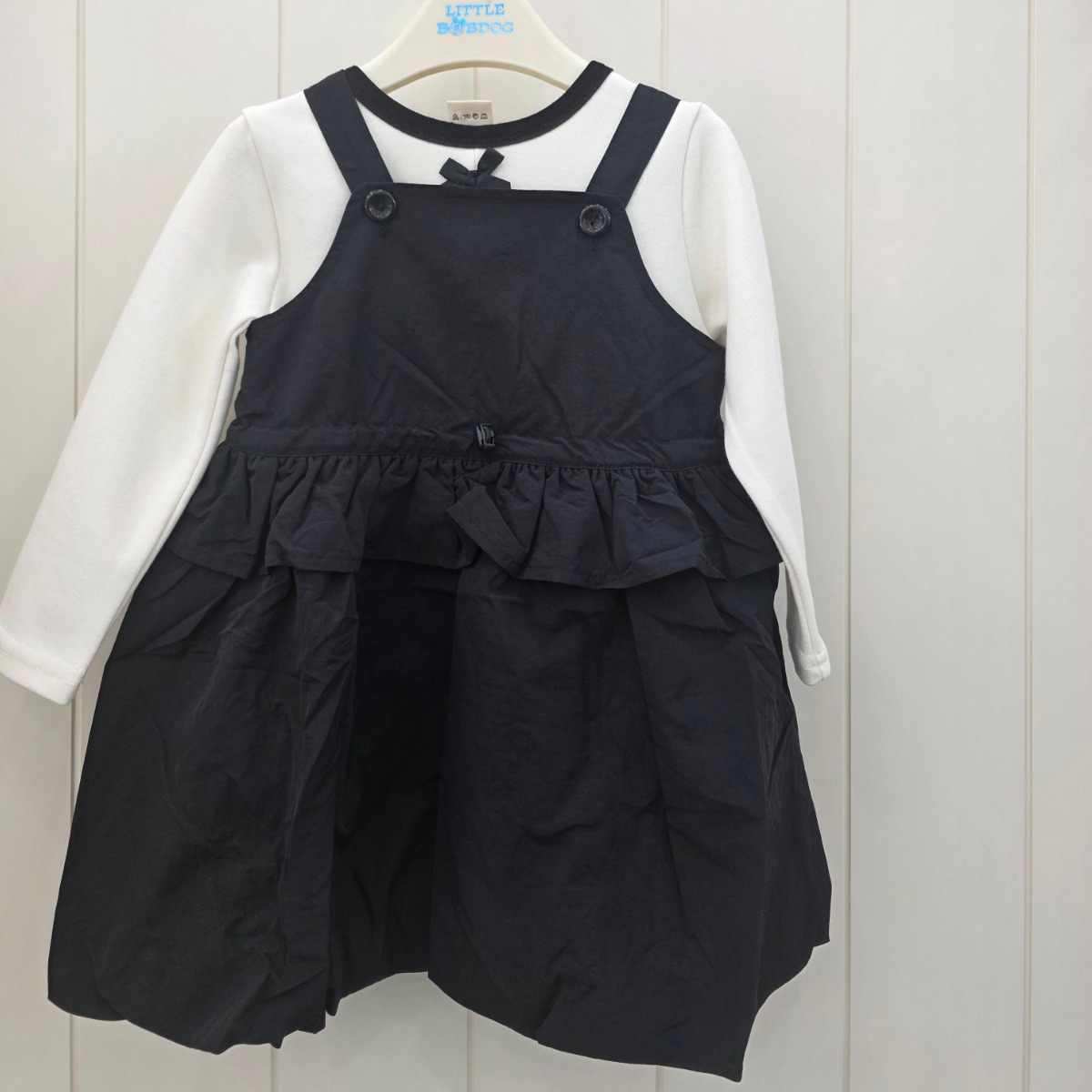 리틀밥독 봄가을 여아 볼륨멜빵원피스 등원룩 하객룩 나들이룩 47,800원