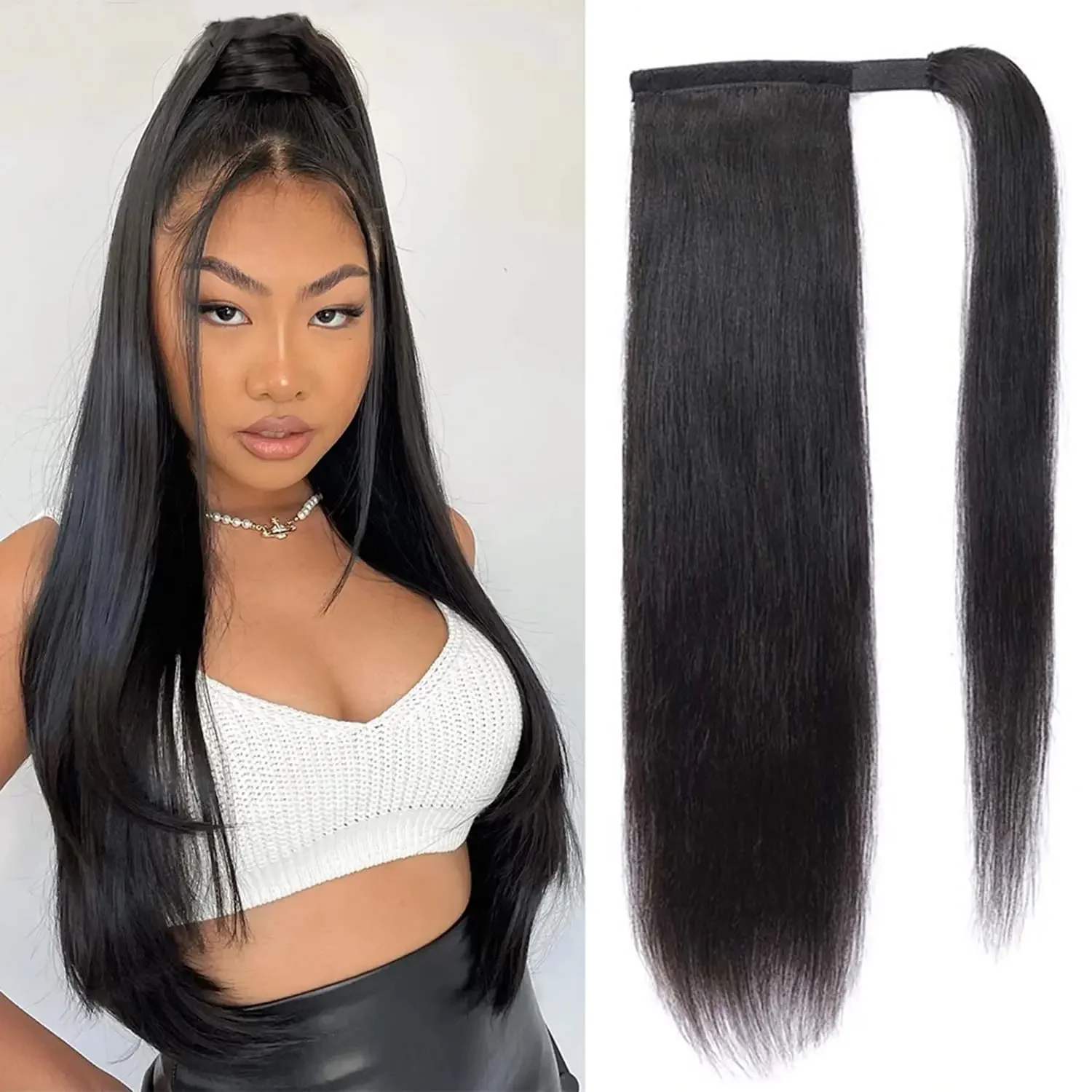 30~32인치 워터 웨이브 랩 어라운드 포니테일 100% 인모 연장 여성용 몽골리안 헤어 35,400원