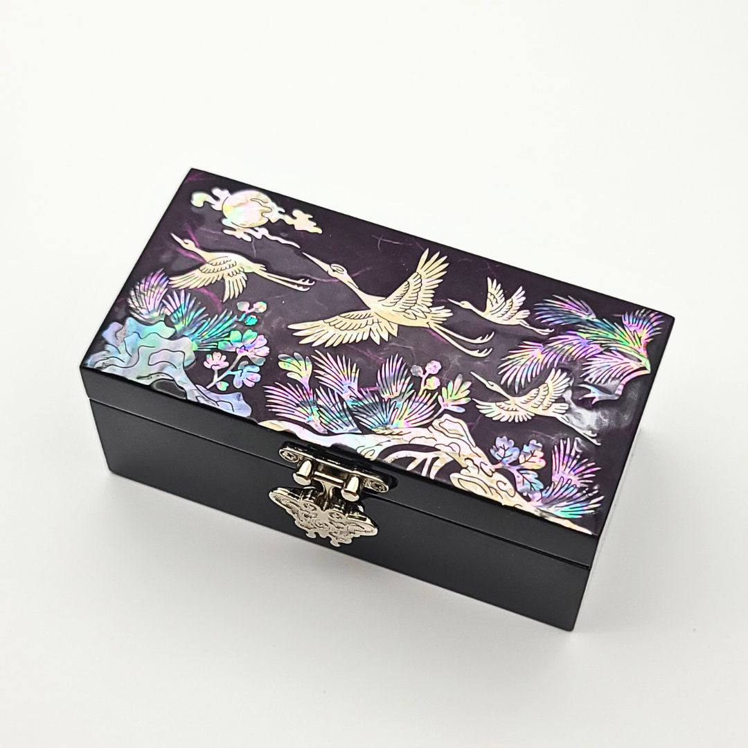 한국민예사 나전칠기 한지 검정 자개 직굴림 보석함 돌반지 보관함 돌반지함 한국 전통 공예품, 02 송학 보라 34,500원