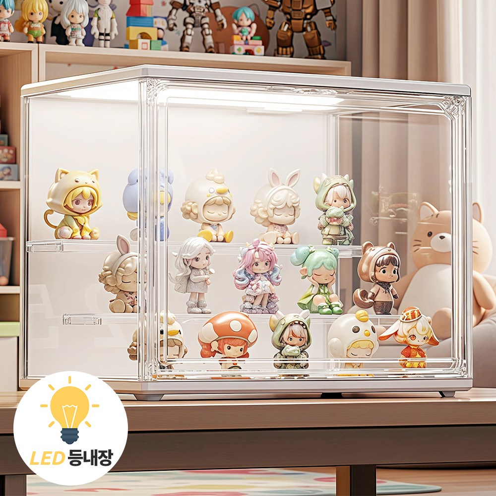 Curious Pony 피규어 장식장 led 투명 아크릴 케이스 탈부착 가능한 계단형 선반 15,800원