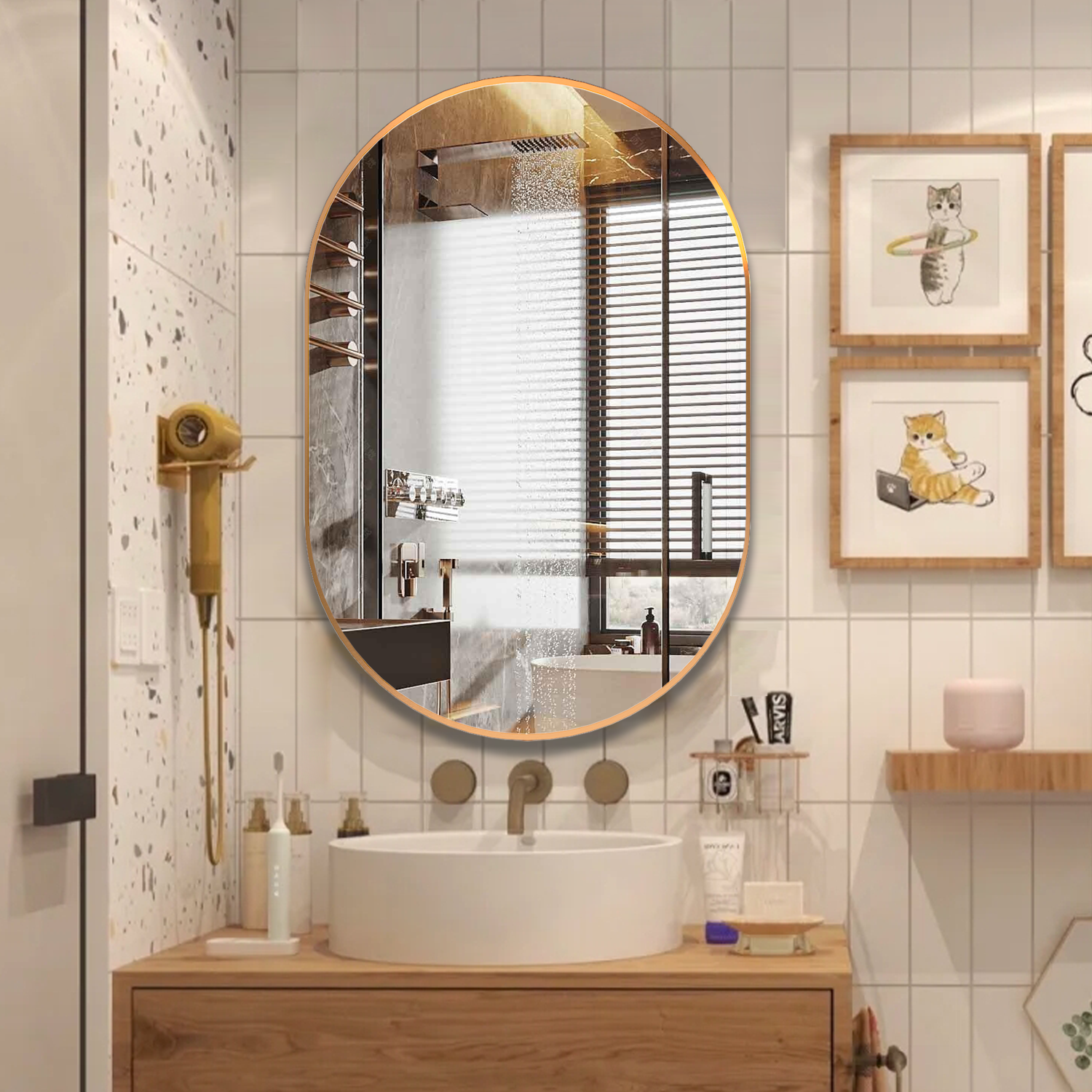 Brendayia 타원형 거울 610x910mm 벽걸이 거울 욕실 거울 현관 침실 거실 59,900원