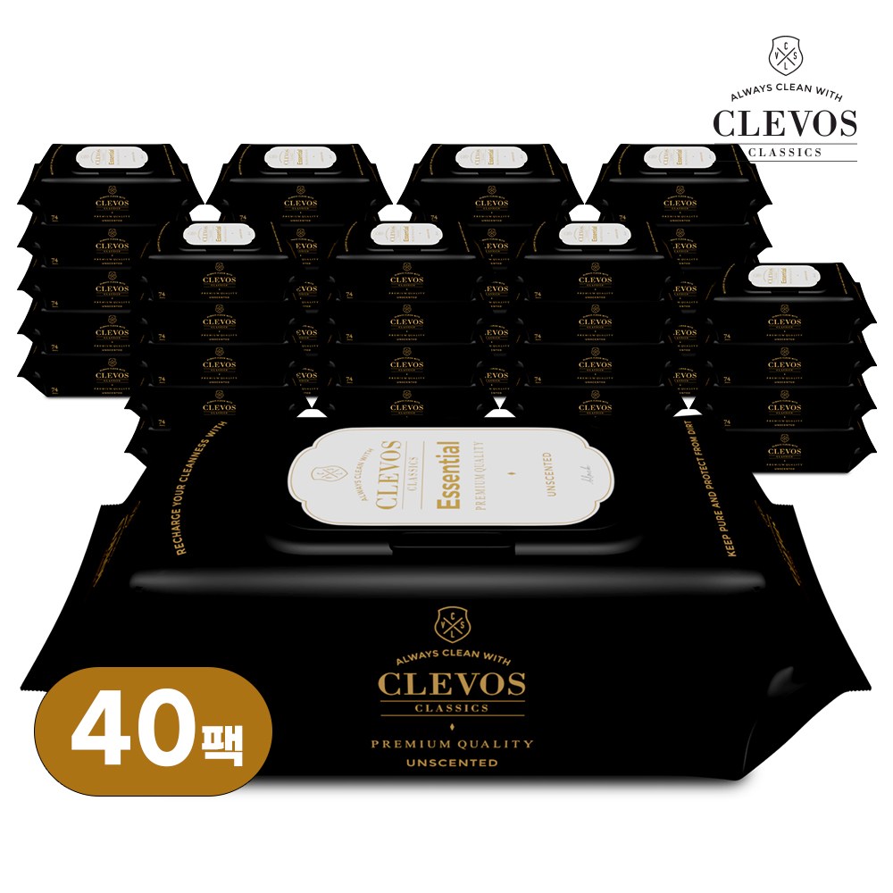 클레보스 에센셜 유아물티슈 캡형, 40박스, 70매, 65g 62,840원