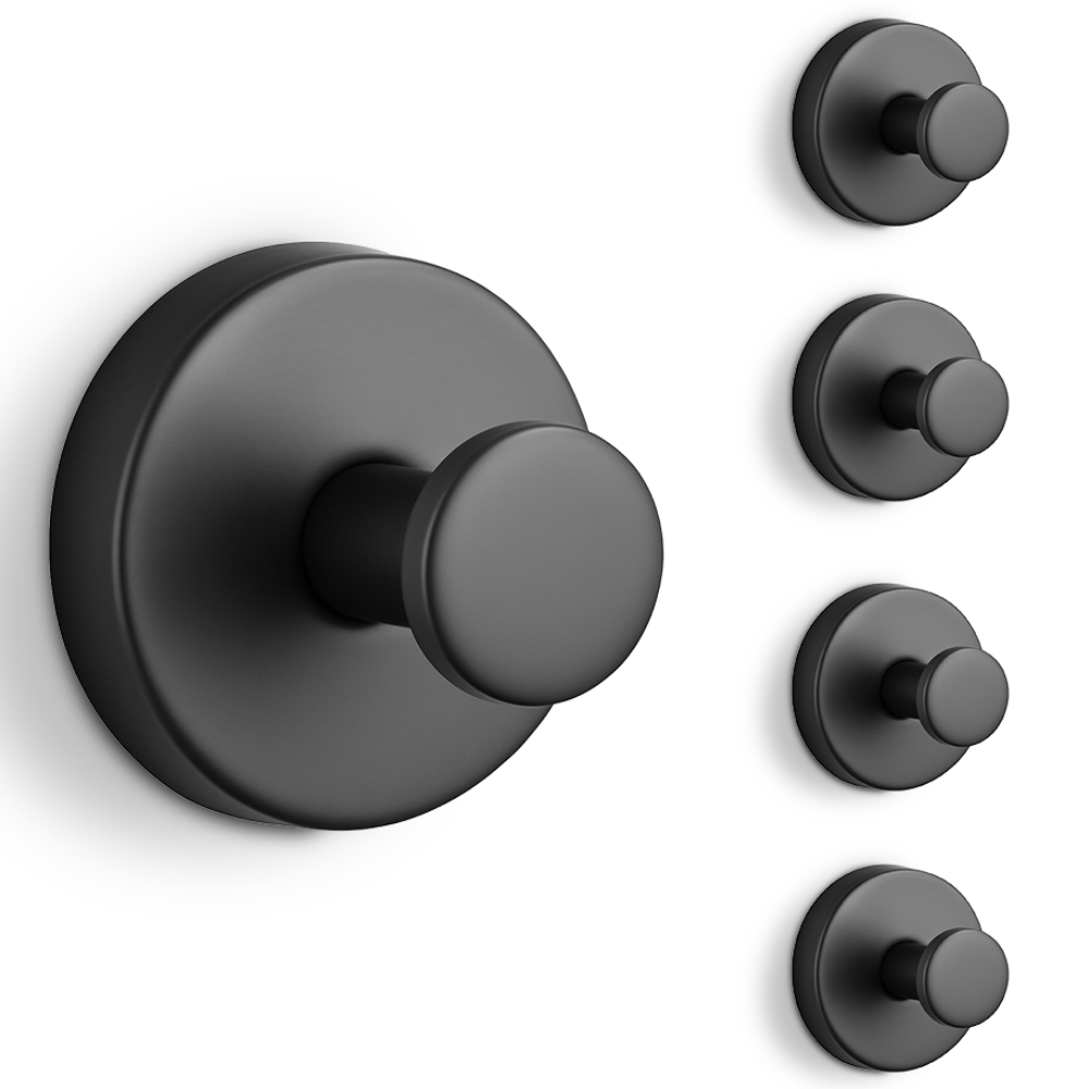 내집클로버 스테인리스 흡착식 고리 주방 욕실 옷방 다용도 걸이, 5개, 블랙 19,900원